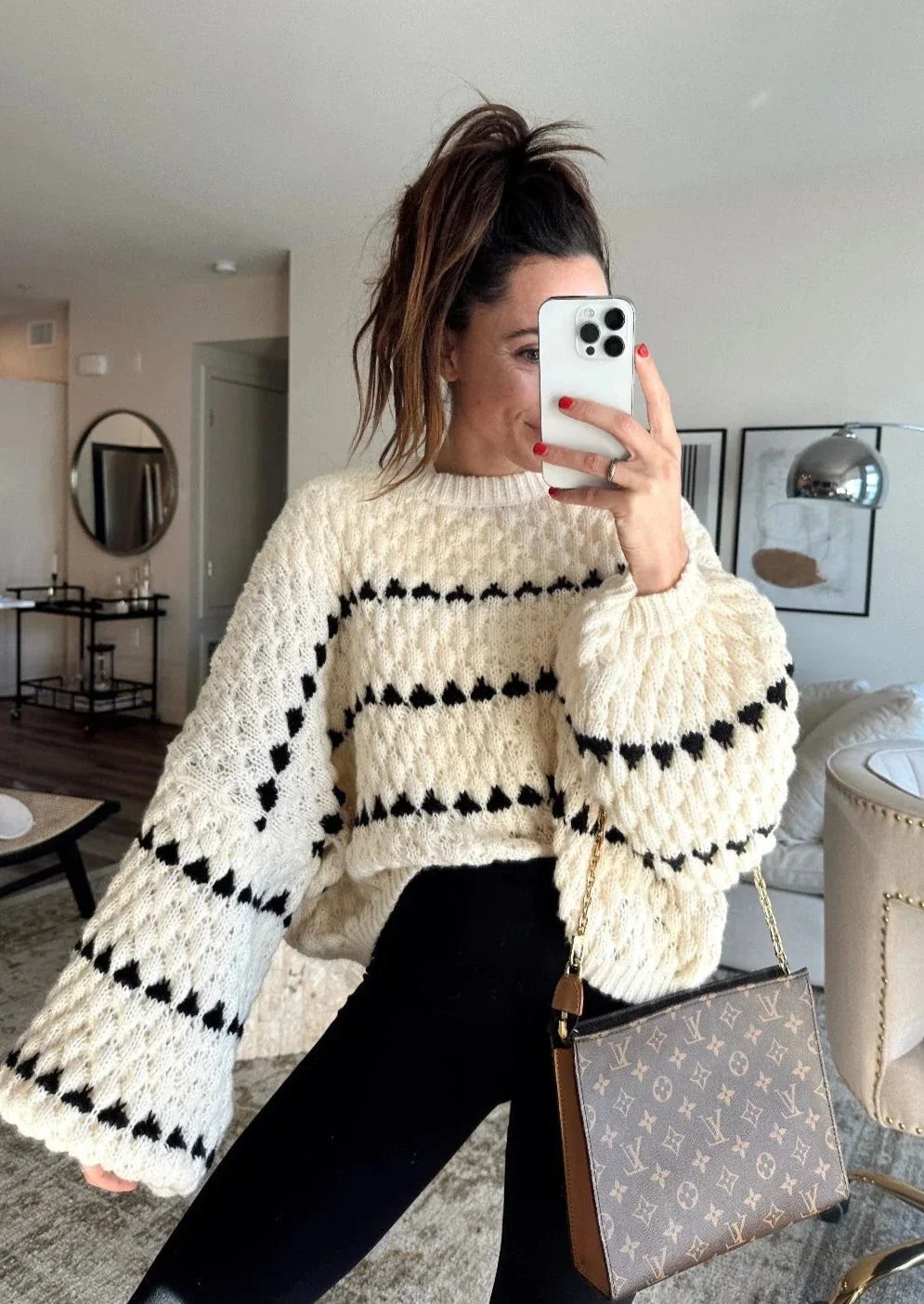 Pullover Women's Cropped Fit with Balloon Sleeves | L&S - 1 - London-stylehouse.com