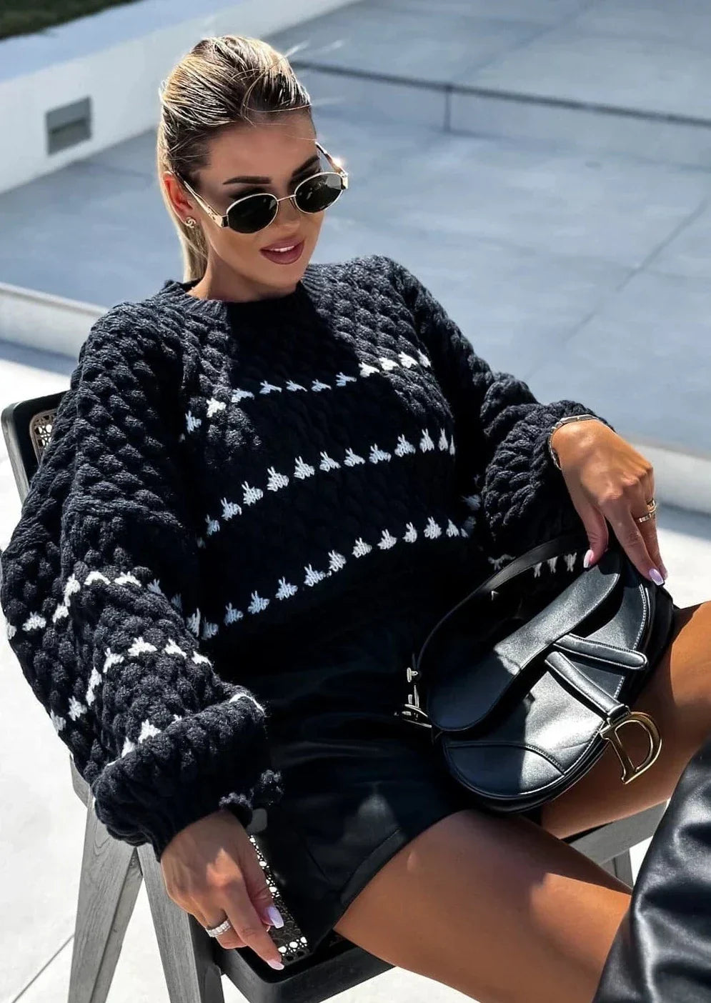 Pullover Women's Cropped Fit with Balloon Sleeves | L&S - 7 - London-stylehouse.com
