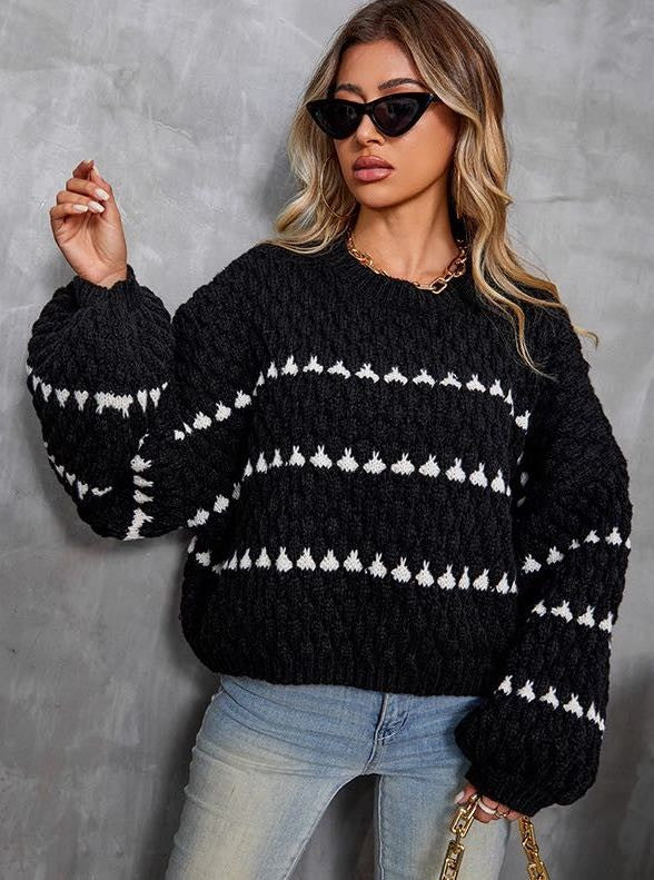Pullover Women's Cropped Fit with Balloon Sleeves | L&S - 8 - London-stylehouse.com