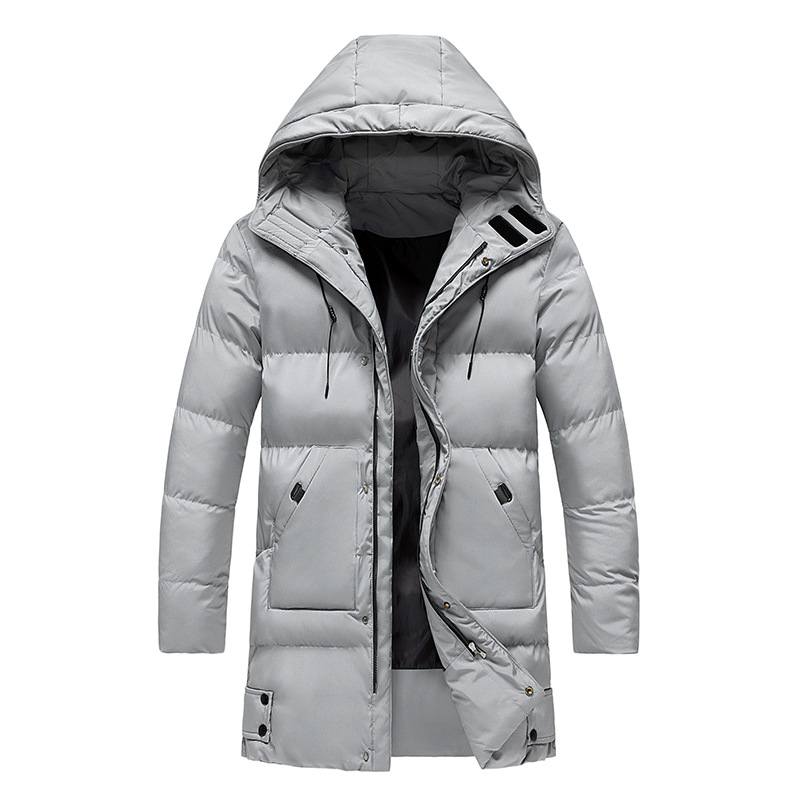 Men's Long Hooded Puffer Jacket with Functional Pockets | L&S - 4 - London-stylehouse.com