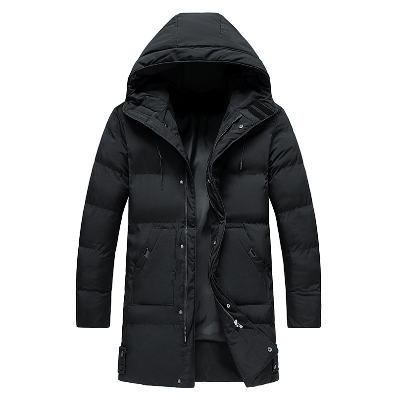 Men's Long Hooded Puffer Jacket with Functional Pockets | L&S - 9 - London-stylehouse.com
