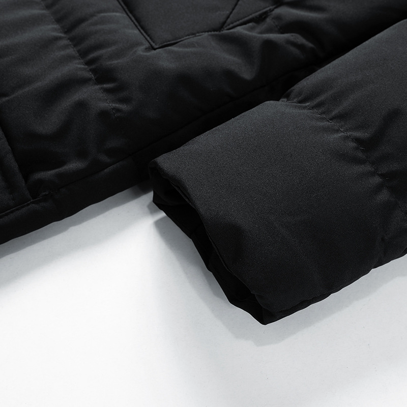 Men's Long Hooded Puffer Jacket with Functional Pockets | L&S - 12 - London-stylehouse.com