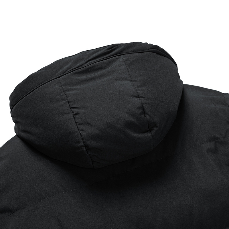 Men's Long Hooded Puffer Jacket with Functional Pockets | L&S - 15 - London-stylehouse.com