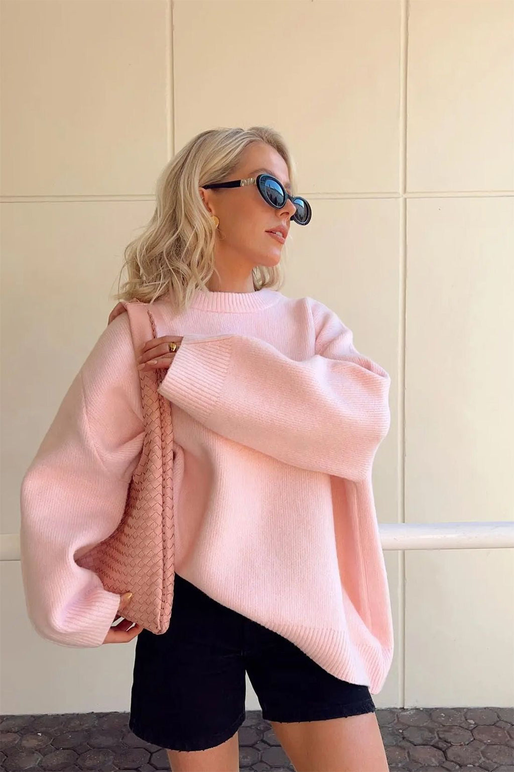 Pullover Women's Oversized Sweater with Balloon Sleeves | L&S - 1 - London-stylehouse.com