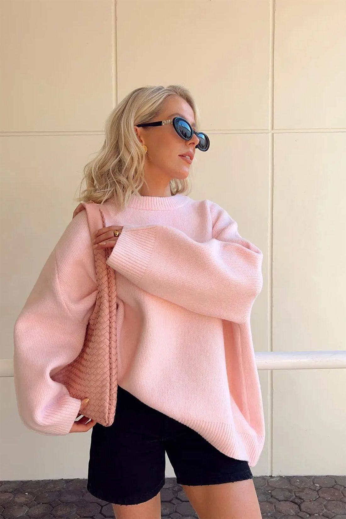 Pullover Women's Oversized Sweater with Balloon Sleeves | L&S - 1 - London-stylehouse.com