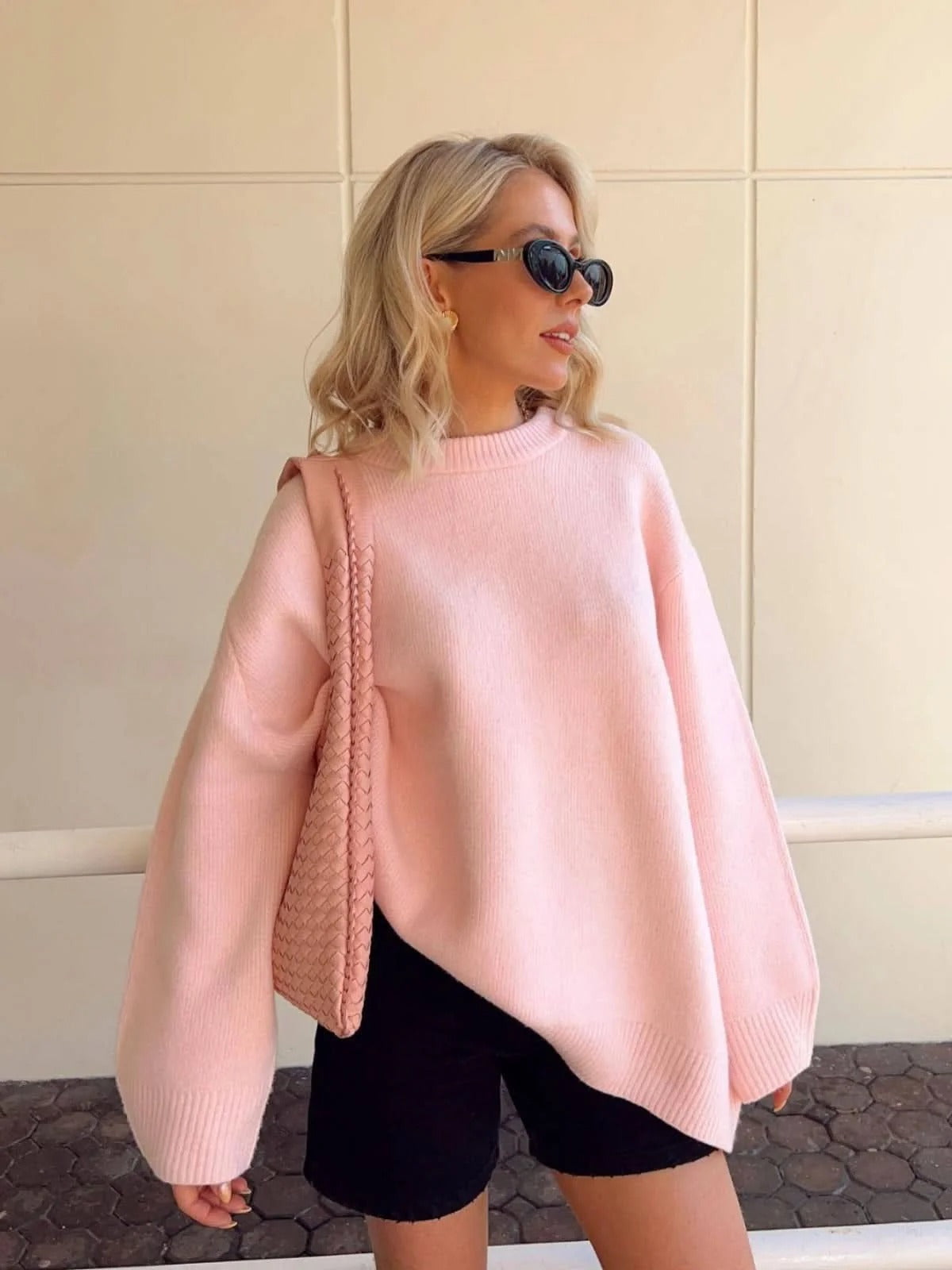 Pullover Women's Oversized Sweater with Balloon Sleeves | L&S - 2 - London-stylehouse.com