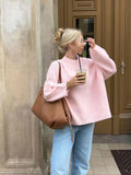 Pullover Women's Oversized Sweater with Balloon Sleeves | L&S - 4 - London-stylehouse.com