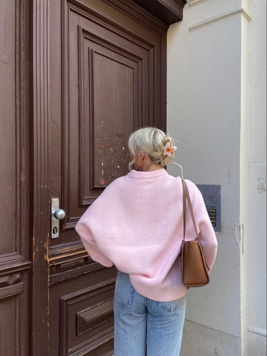 Pullover Women's Oversized Sweater with Balloon Sleeves | L&S - 5 - London-stylehouse.com