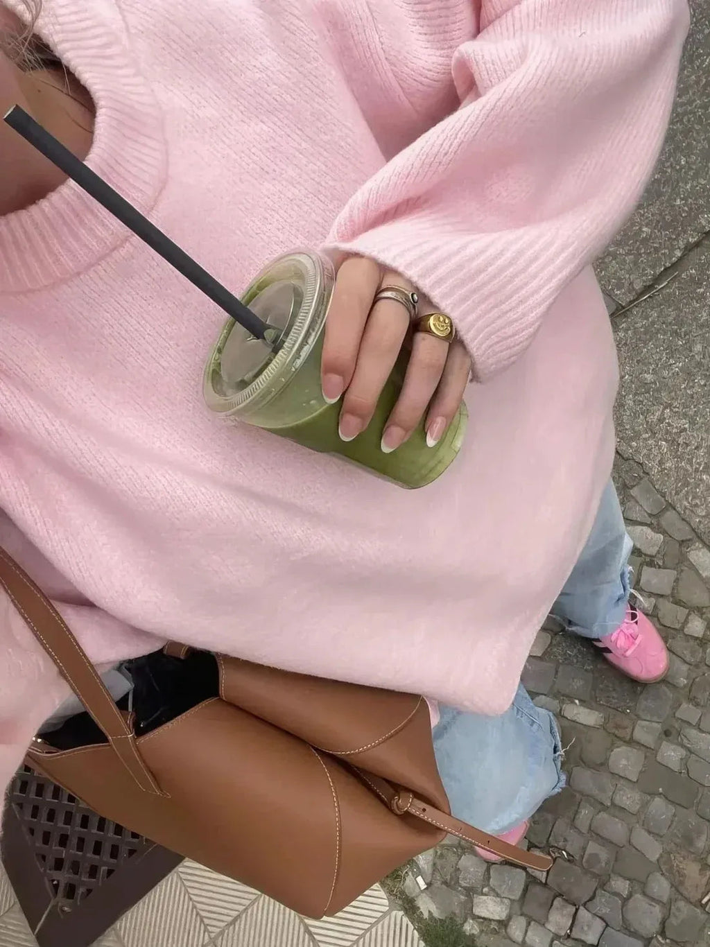 Pullover Women's Oversized Sweater with Balloon Sleeves | L&S - 7 - London-stylehouse.com
