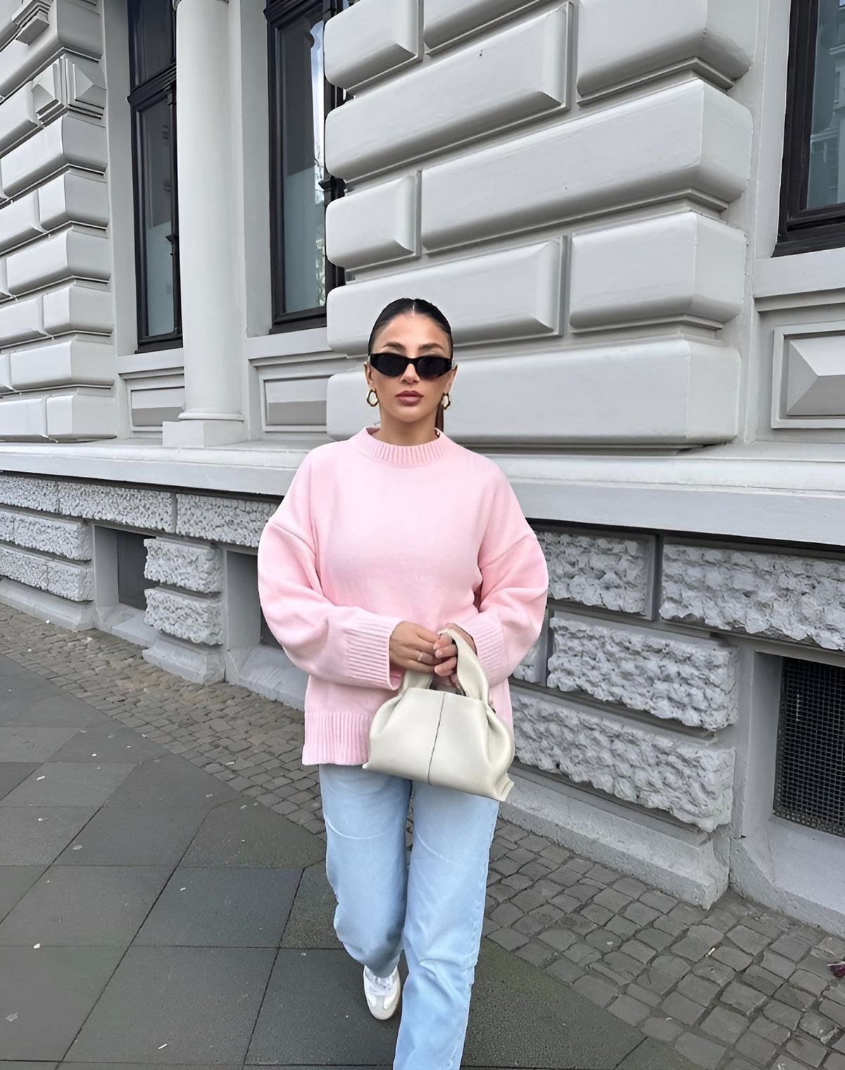 Pullover Women's Oversized Sweater with Balloon Sleeves | L&S - 8 - London-stylehouse.com