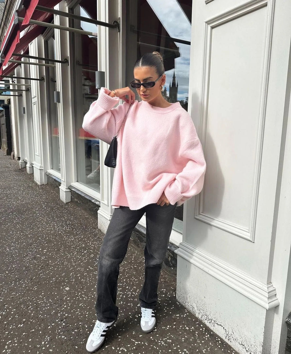 Pullover Women's Oversized Sweater with Balloon Sleeves | L&S - 9 - London-stylehouse.com