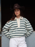 Pullover Women's Striped Relaxed Fit with Collar | L&S - 1 - London-stylehouse.com