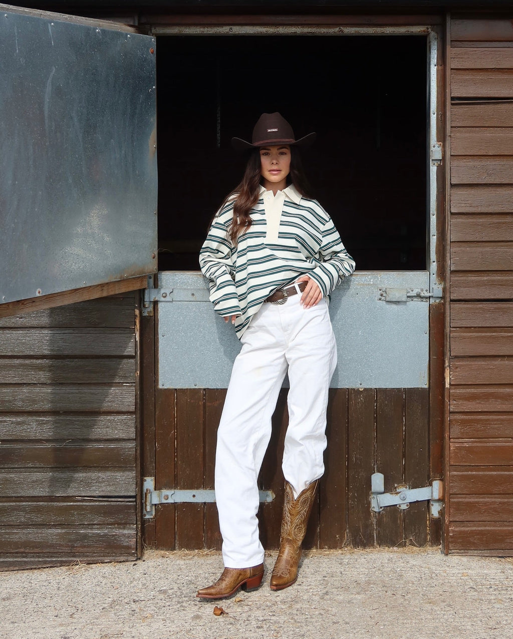 Pullover Women's Striped Relaxed Fit with Collar | L&S - 3 - London-stylehouse.com