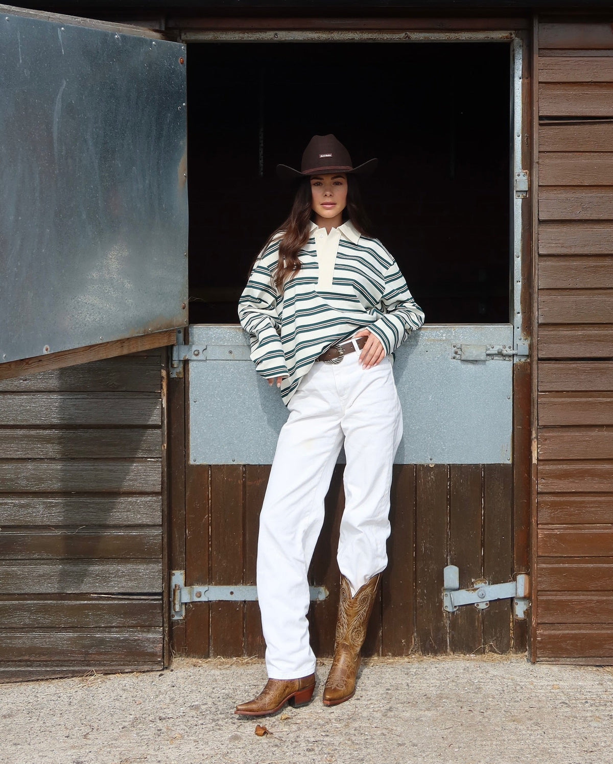 Pullover Women's Striped Relaxed Fit with Collar | L&S - 3 - London-stylehouse.com