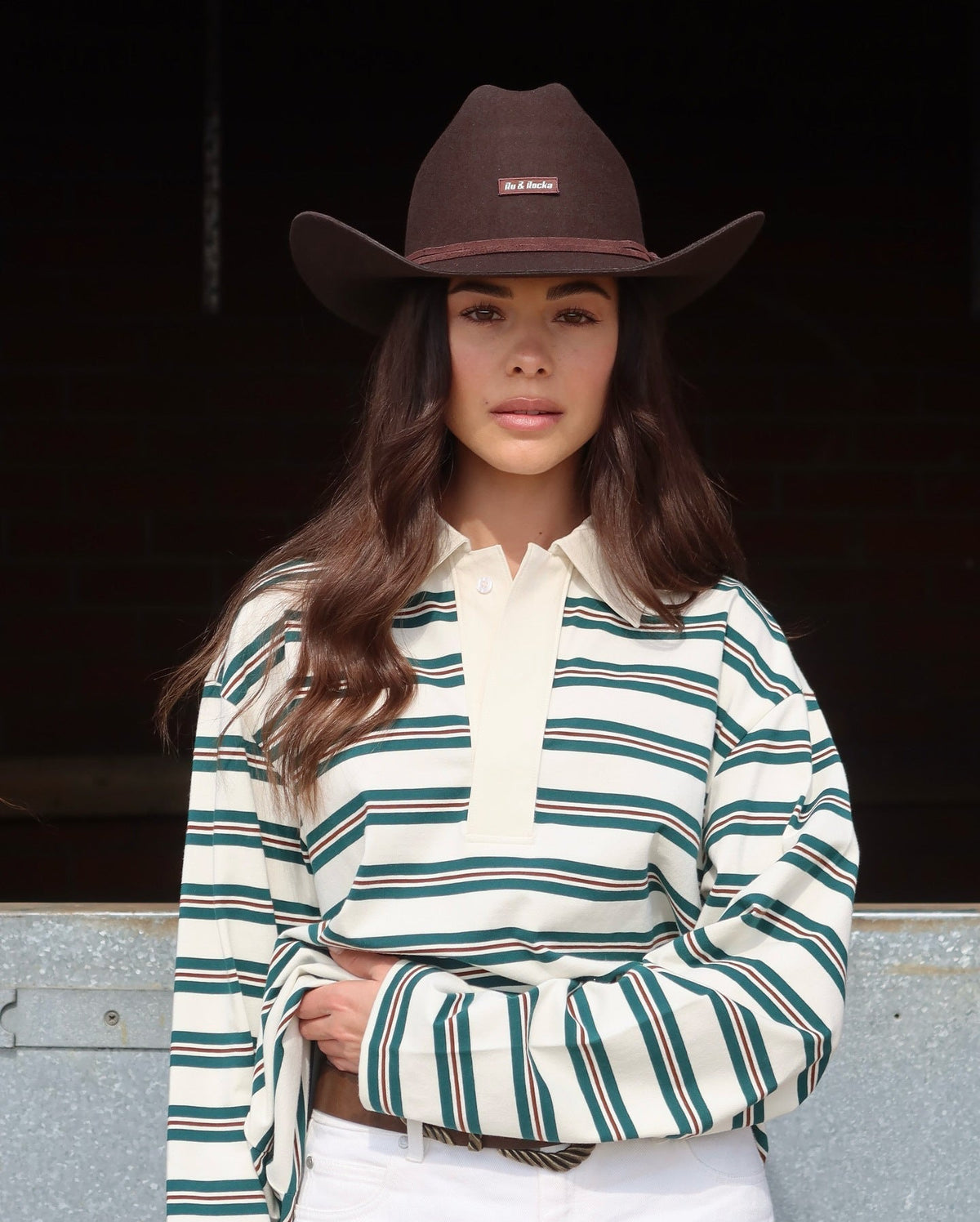 Pullover Women's Striped Relaxed Fit with Collar | L&S - 4 - London-stylehouse.com