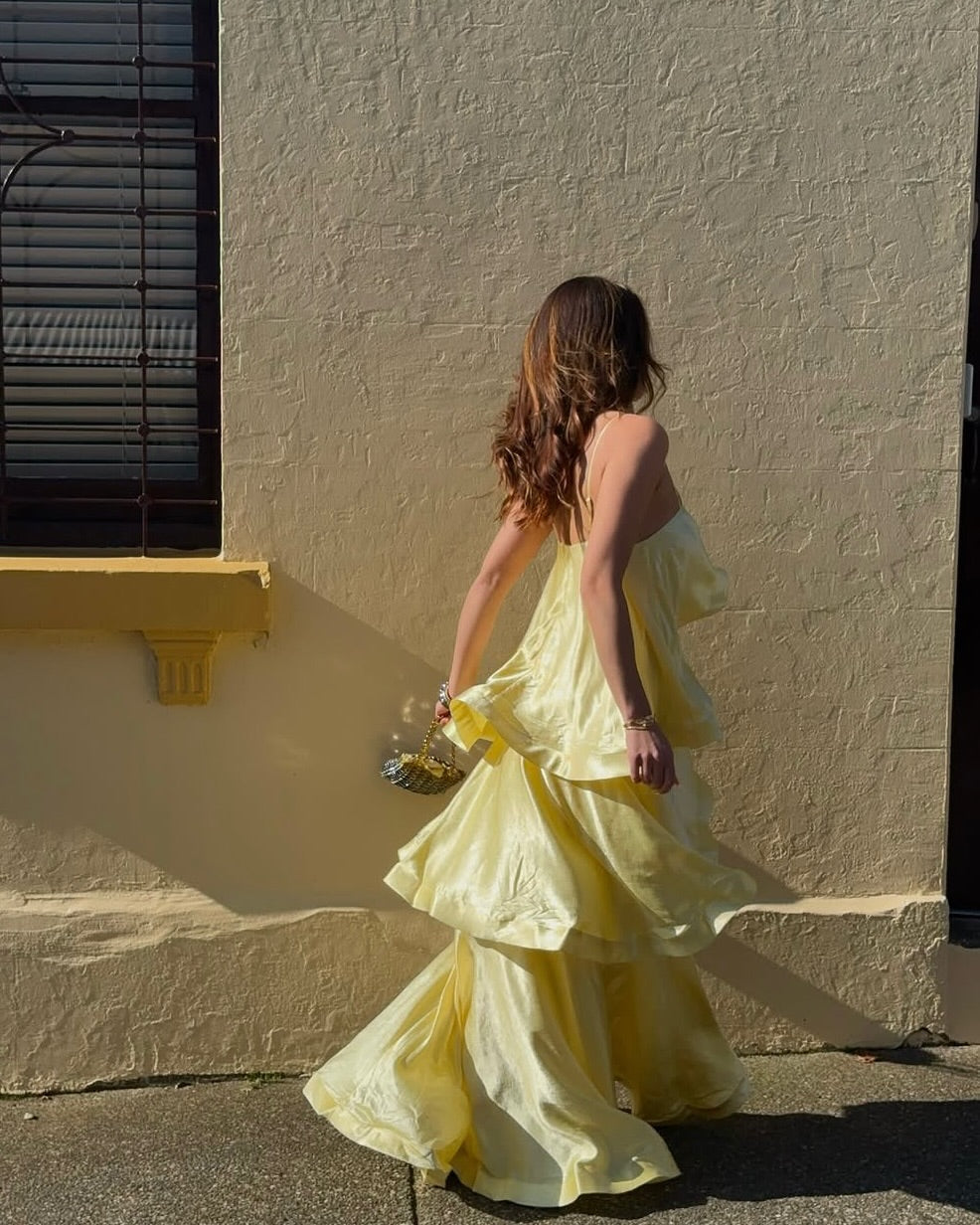 Maxi Dress Women's Flowing Silhouette with Layered Skirt | L&S - 8 - London-stylehouse.com
