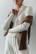 Cardigan Women's Fitted Zip-Up Design with Stand Collar | L&S - 9 - London-stylehouse.com