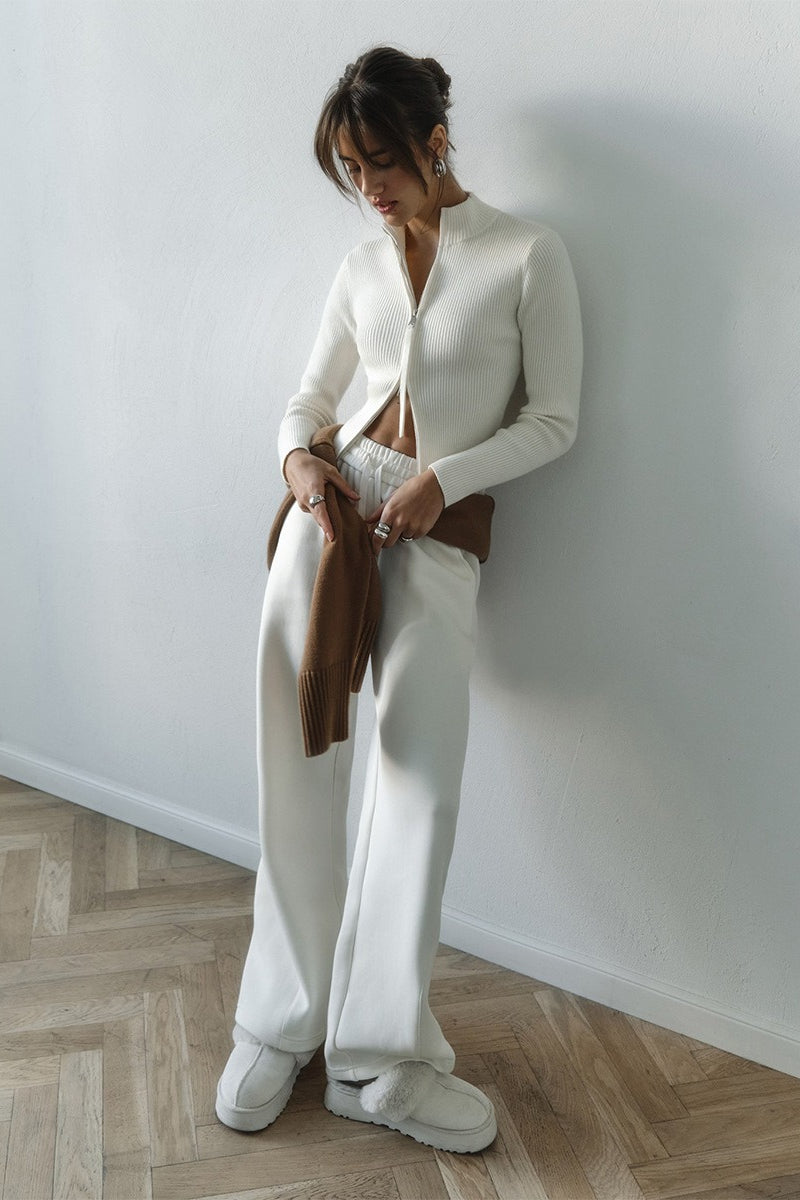 Cardigan Women's Fitted Zip-Up Design with Stand Collar | L&S - 10 - London-stylehouse.com