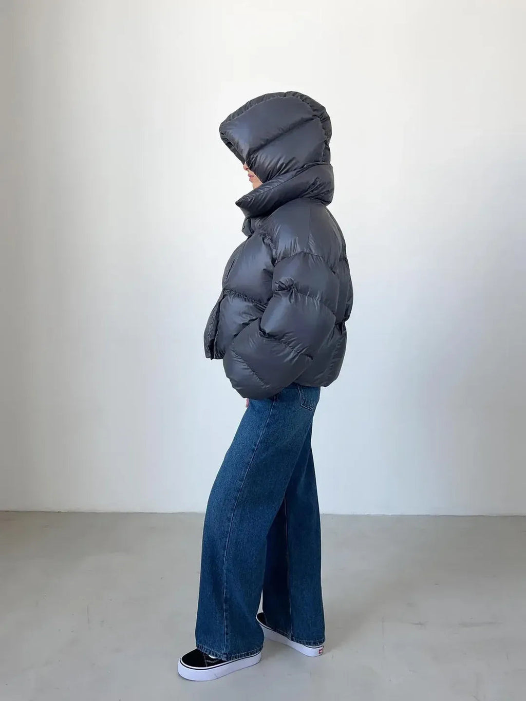 Puffer Jacket Women's with High Neck and Oversized Fit | L&S - 2 - London-stylehouse.com