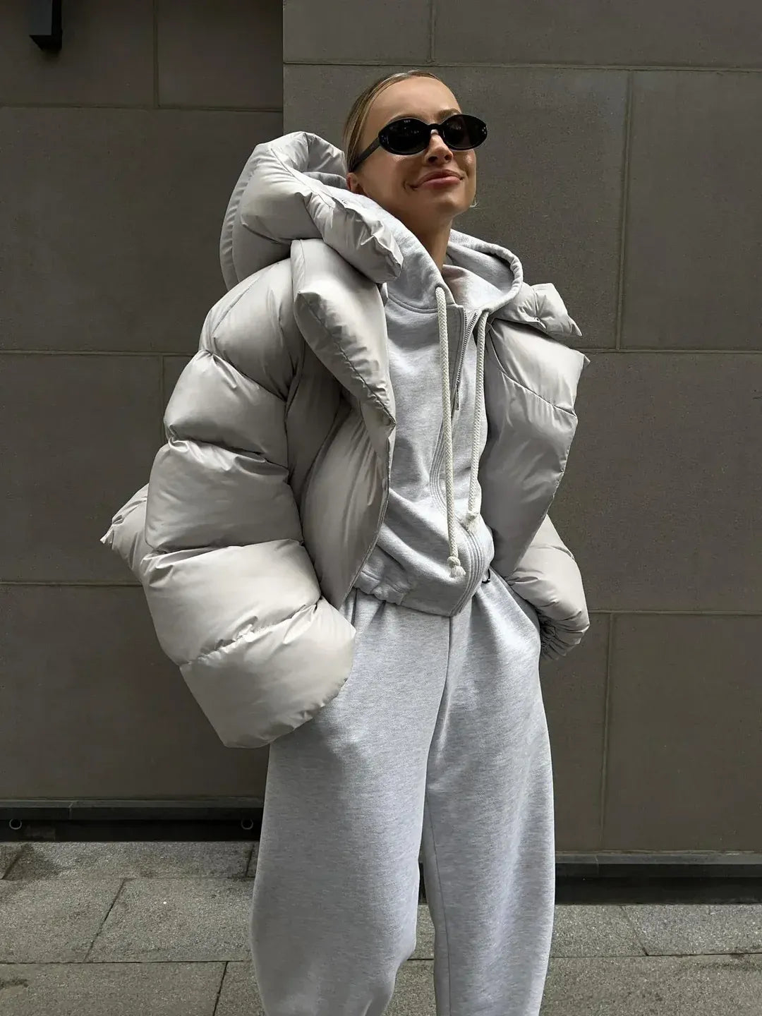 Puffer Jacket Women's with High Neck and Oversized Fit | L&S - 5 - London-stylehouse.com