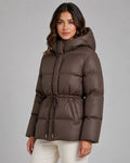Women's Puffer Jacket with Adjustable Waist and Hood | L&S - 1 - London-stylehouse.com