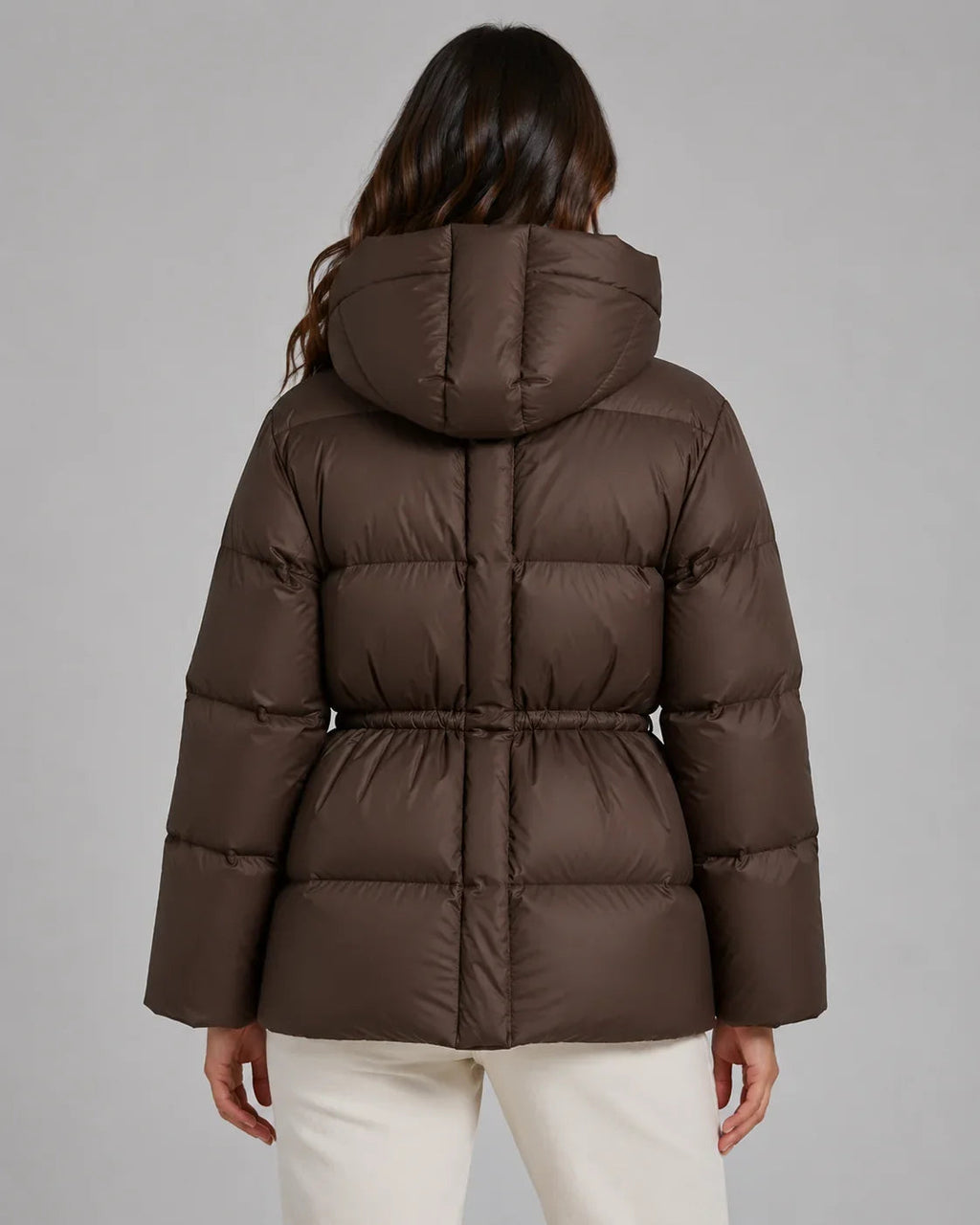 Women's Puffer Jacket with Adjustable Waist and Hood | L&S - 3 - London-stylehouse.com
