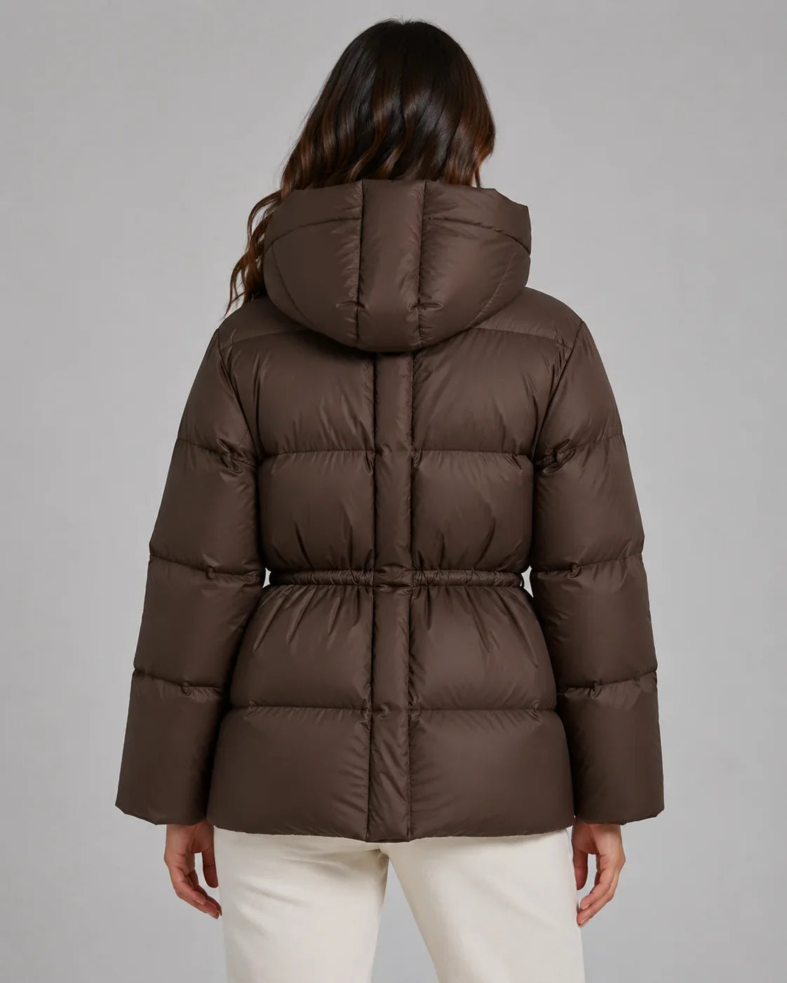 Women's Puffer Jacket with Adjustable Waist and Hood | L&S - 3 - London-stylehouse.com