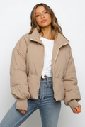 Jacket Women's Casual Oversized Fit with Stand-Up Collar | L&S - 1 - London-stylehouse.com
