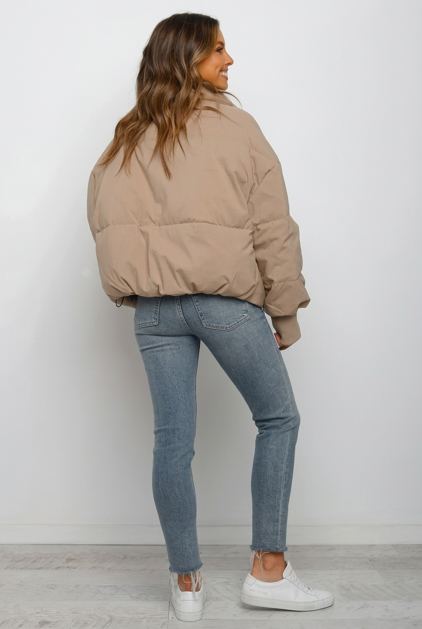 Jacket Women's Casual Oversized Fit with Stand-Up Collar | L&S - 2 - London-stylehouse.com