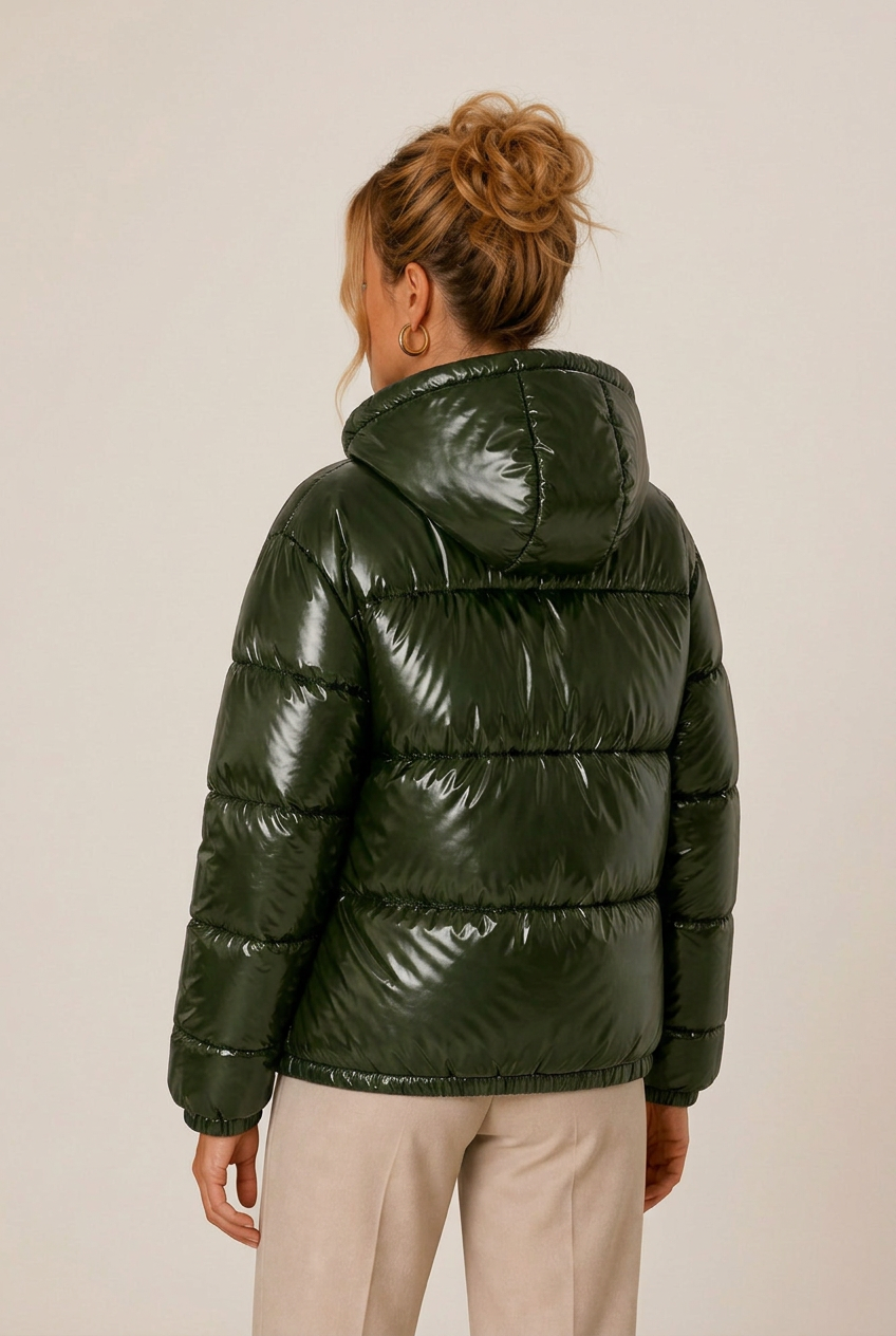Puffer Jacket Women's with Hooded Design + Glossy Finish | L&S - 9 - London-stylehouse.com