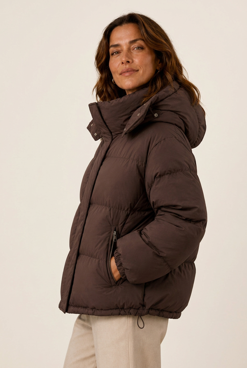 Puffer Jacket Women's Oversized Cut with Hood | L&S - 3 - London-stylehouse.com