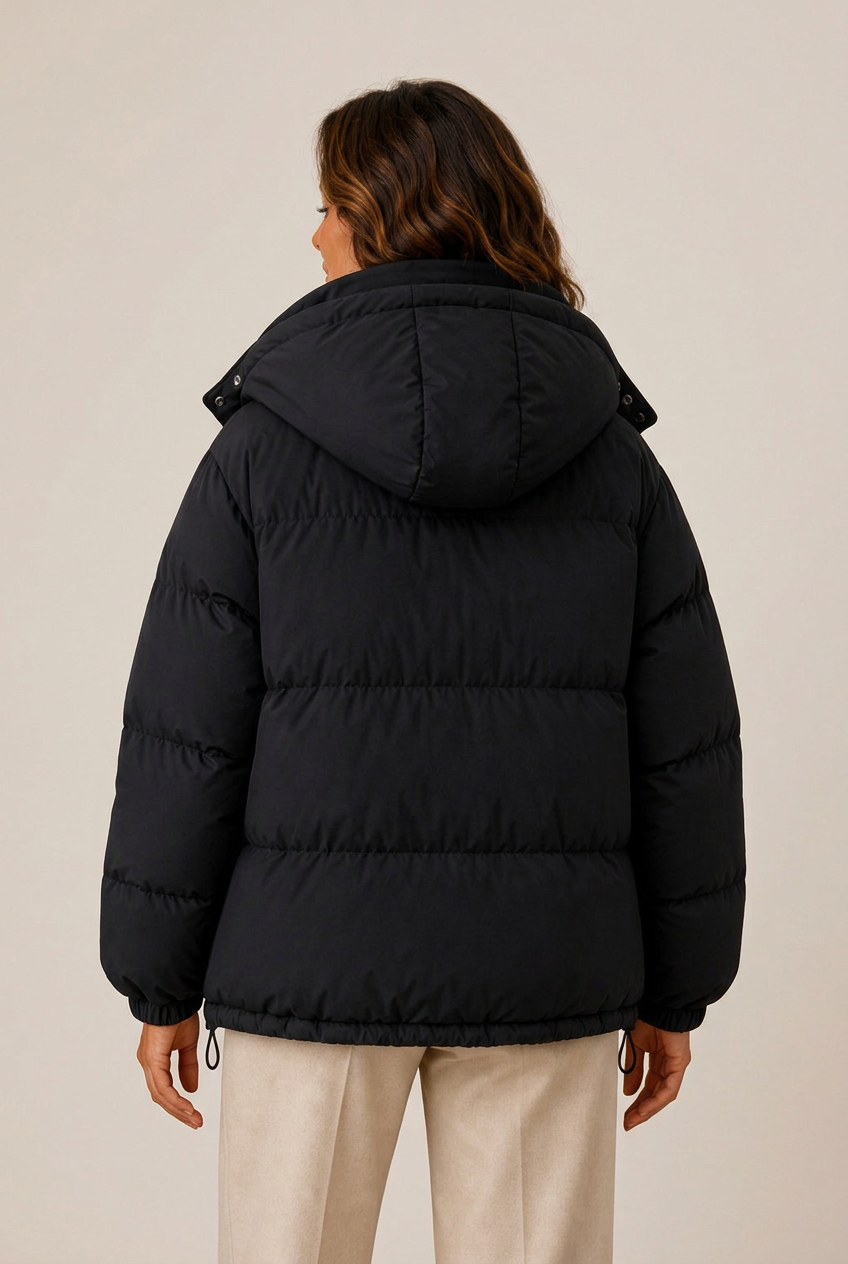 Puffer Jacket Women's Oversized Cut with Hood | L&S - 8 - London-stylehouse.com