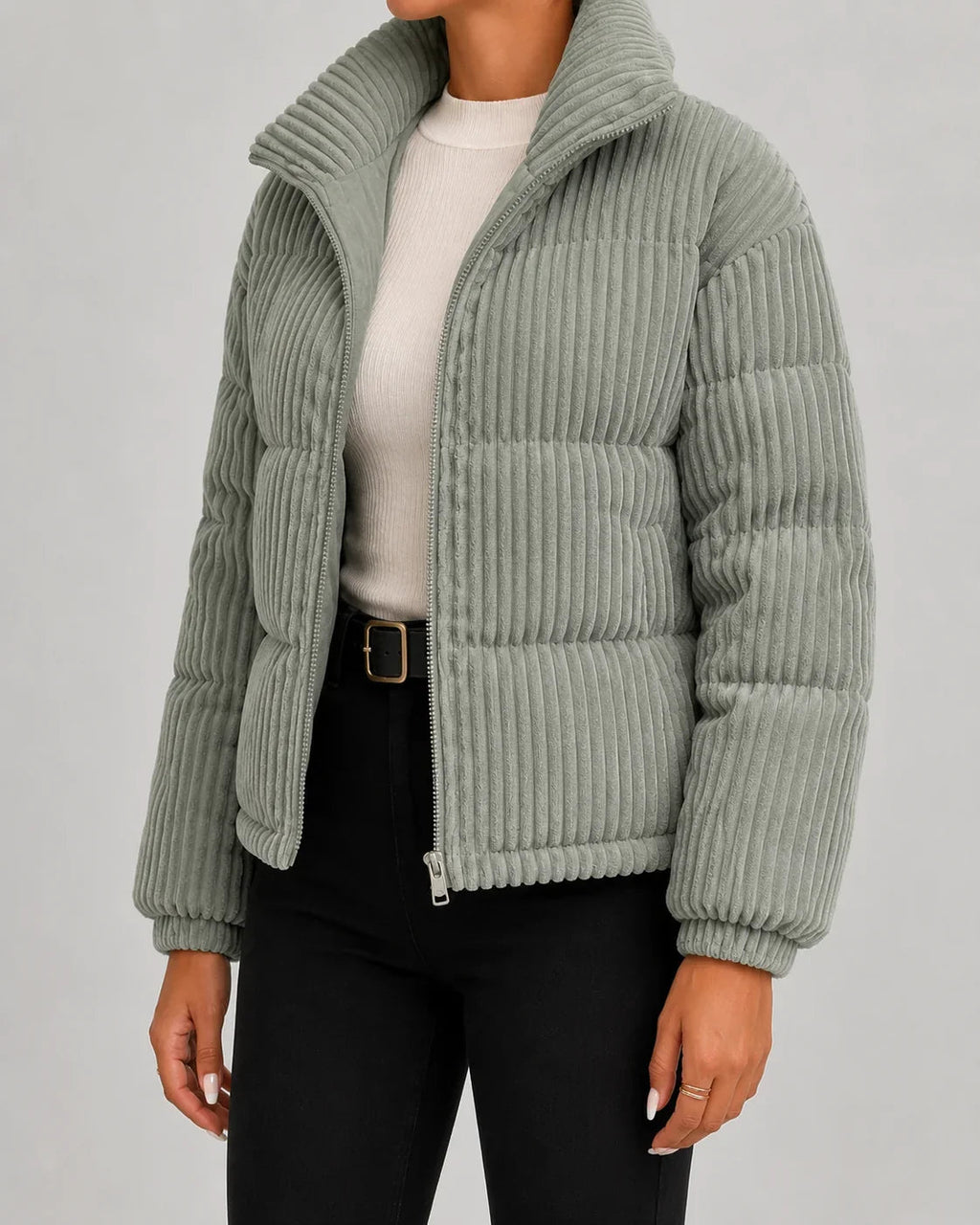 Women's Padded Jacket with Stand Collar | L&S - 3 - London-stylehouse.com