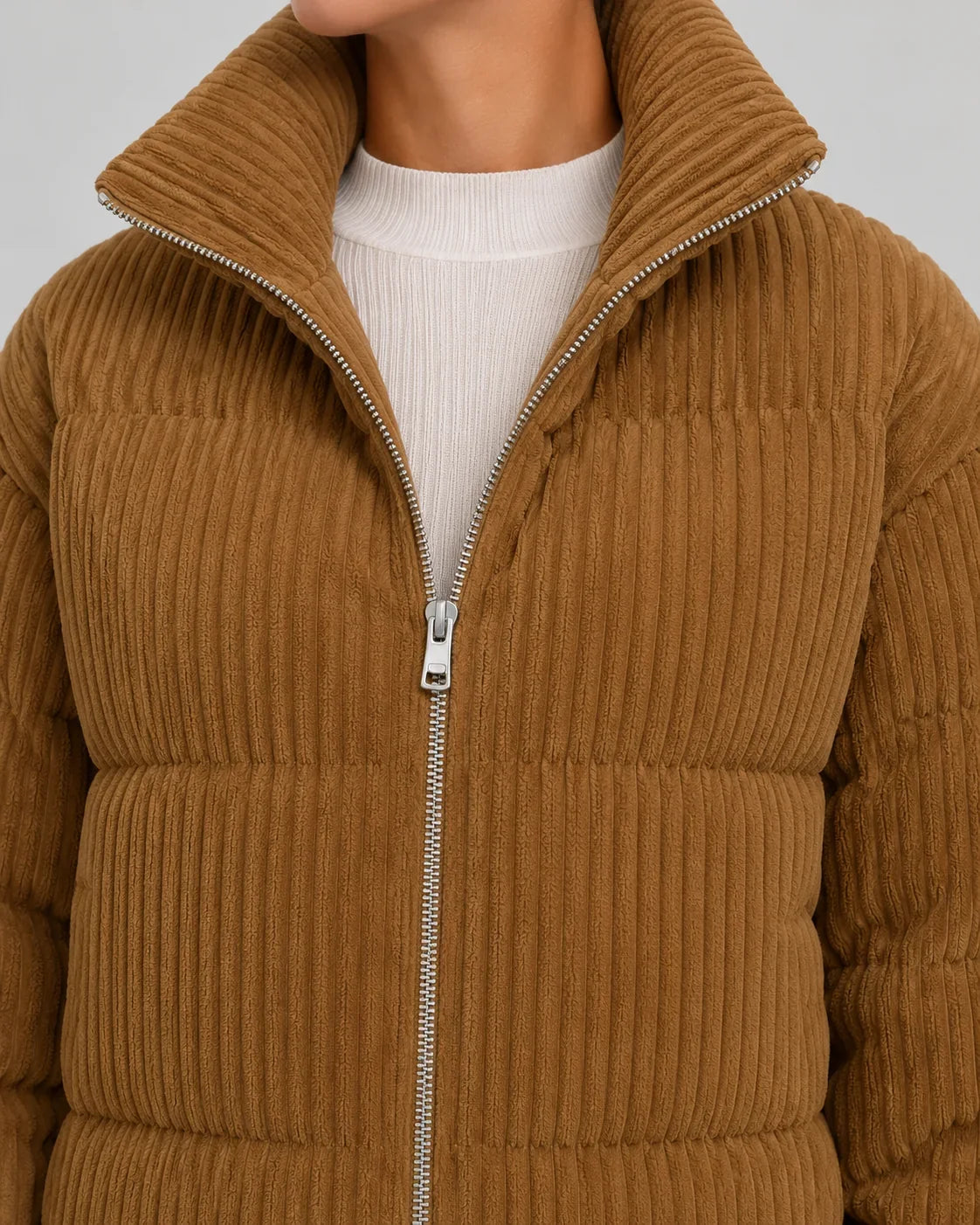 Women's Padded Jacket with Stand Collar | L&S - 6 - London-stylehouse.com