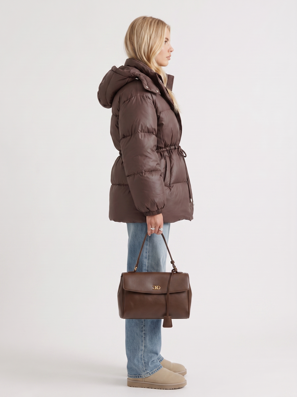 Women's Puffer Jacket with Adjustable Waist | L&S - 4 - London-stylehouse.com