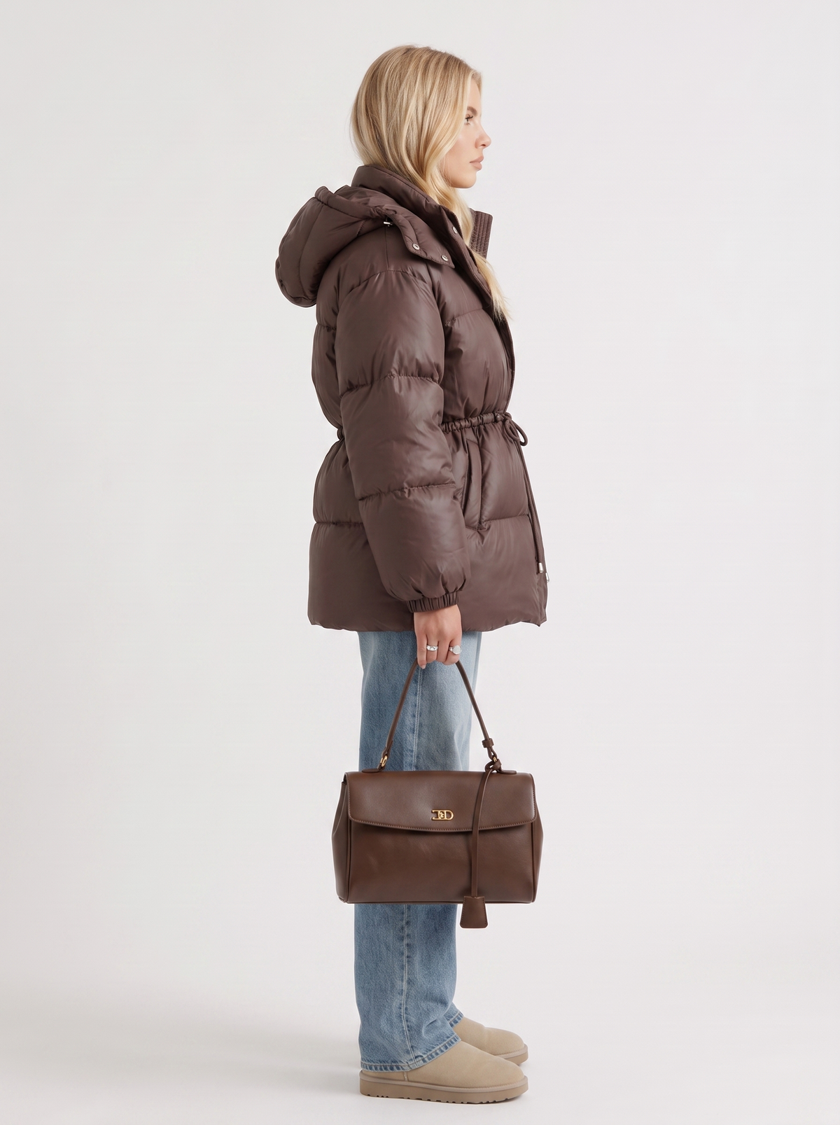 Women's Puffer Jacket with Adjustable Waist | L&S - 4 - London-stylehouse.com