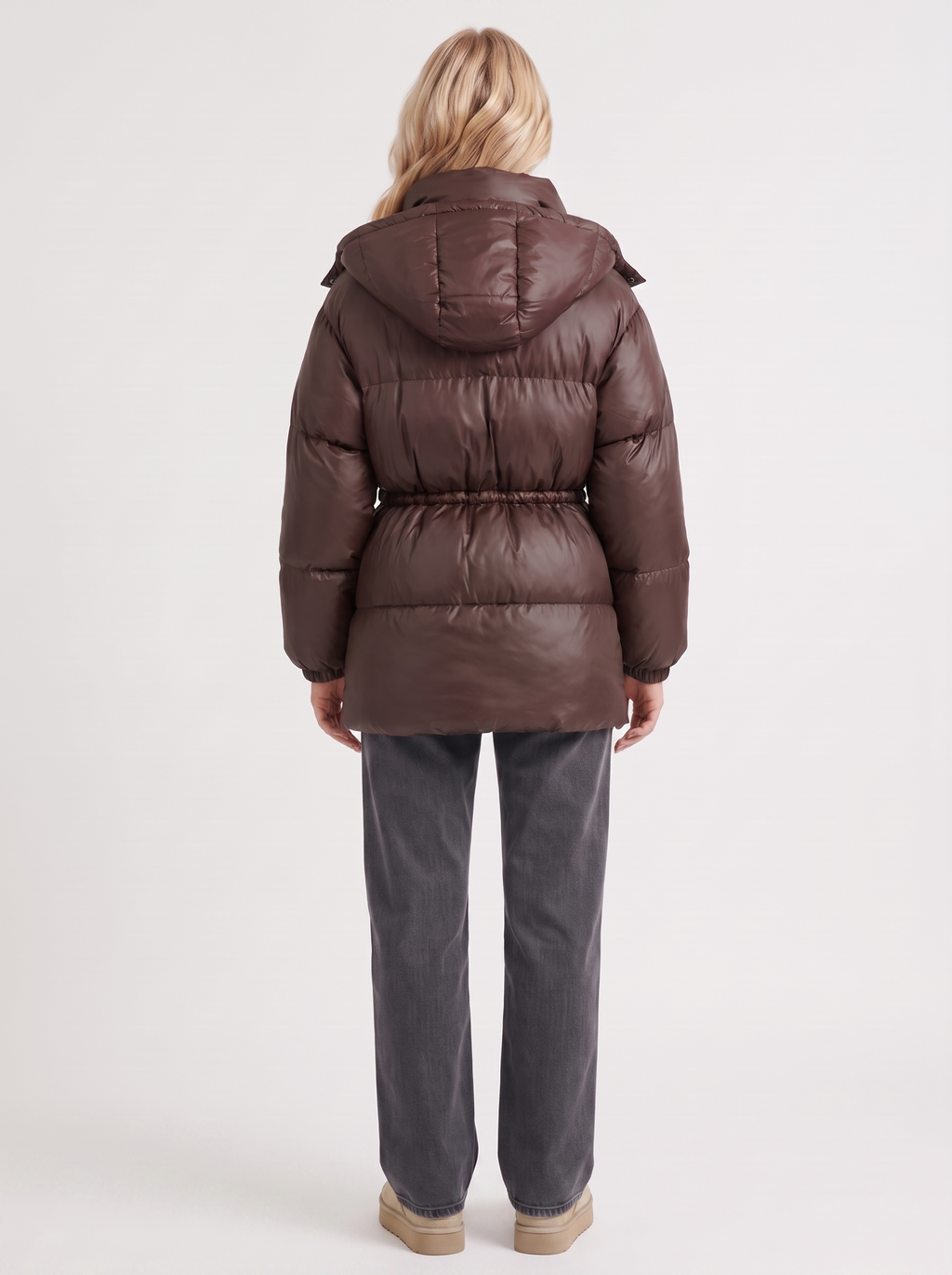 Women's Puffer Jacket with Adjustable Waist | L&S - 5 - London-stylehouse.com