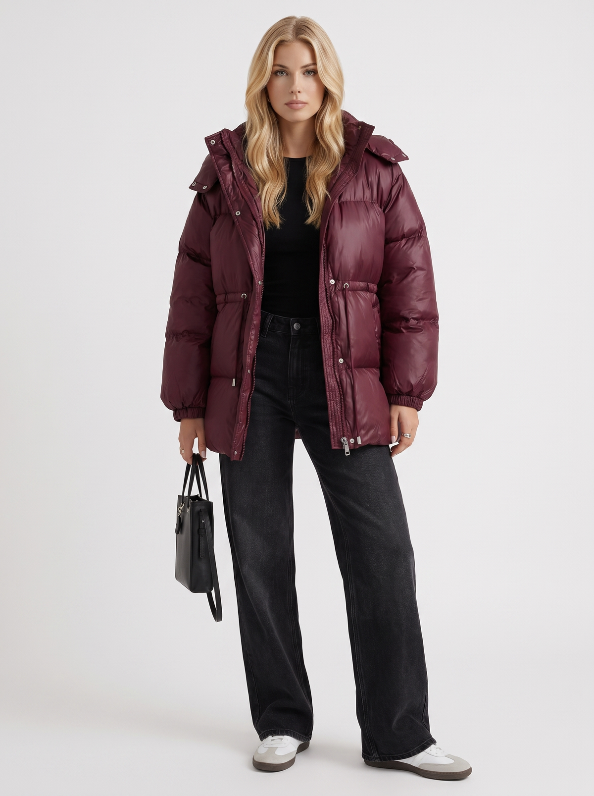 Women's Puffer Jacket with Adjustable Waist | L&S - 8 - London-stylehouse.com