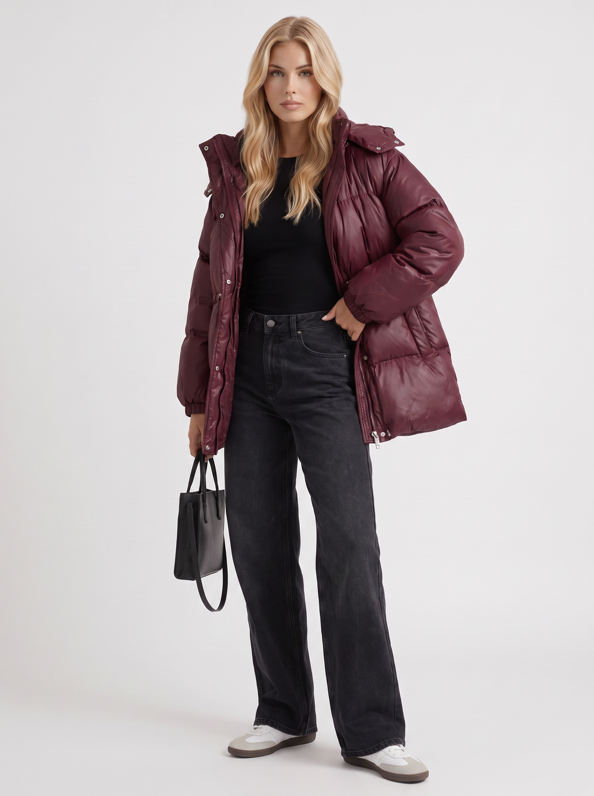 Women's Puffer Jacket with Adjustable Waist | L&S - 9 - London-stylehouse.com