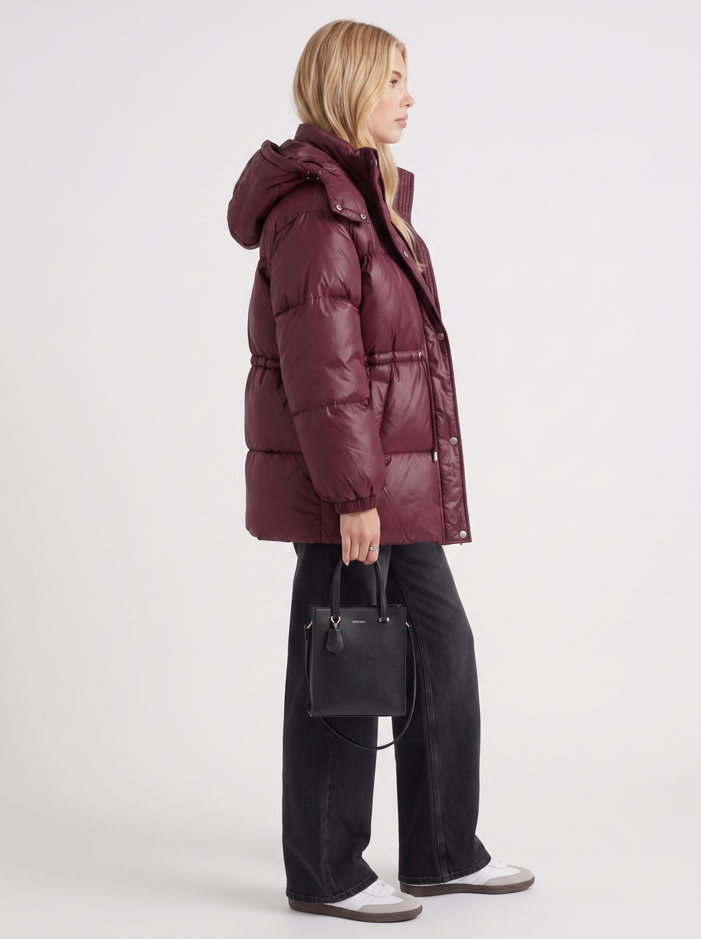 Women's Puffer Jacket with Adjustable Waist | L&S - 10 - London-stylehouse.com