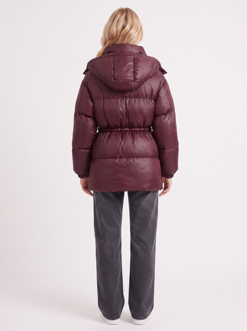 Women's Puffer Jacket with Adjustable Waist | L&S - 11 - London-stylehouse.com