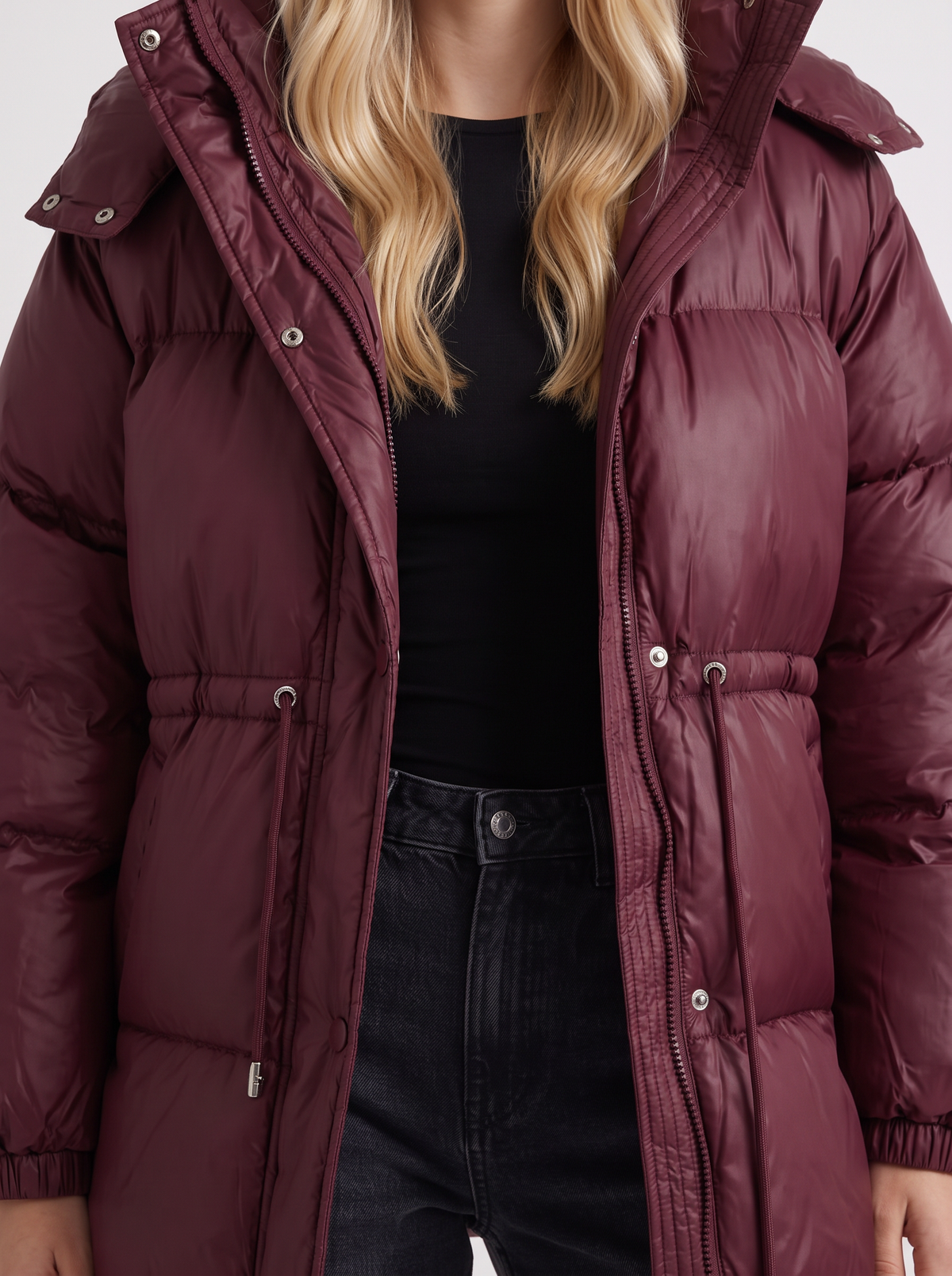 Women's Puffer Jacket with Adjustable Waist | L&S - 12 - London-stylehouse.com
