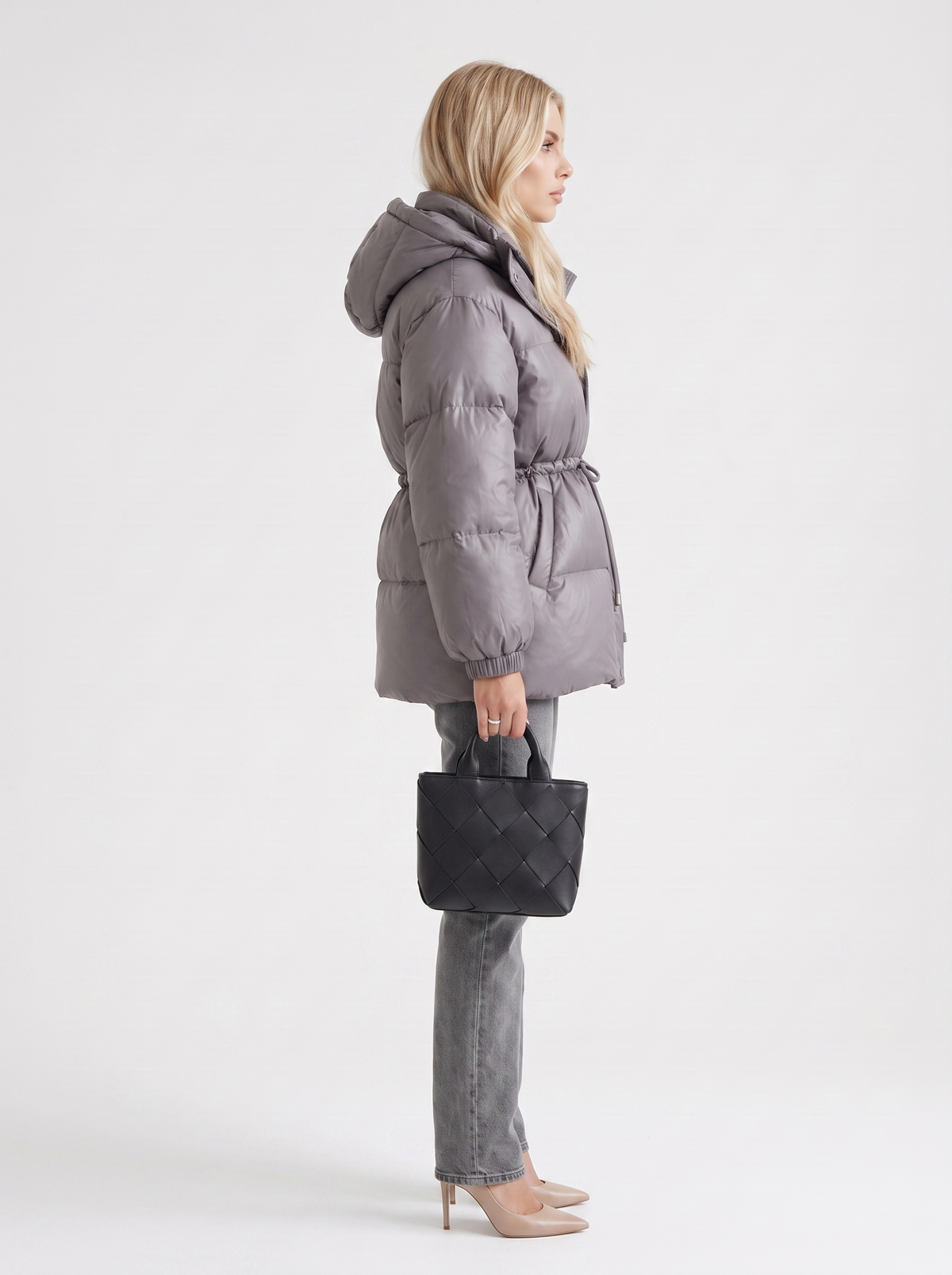 Women's Puffer Jacket with Adjustable Waist | L&S - 15 - London-stylehouse.com