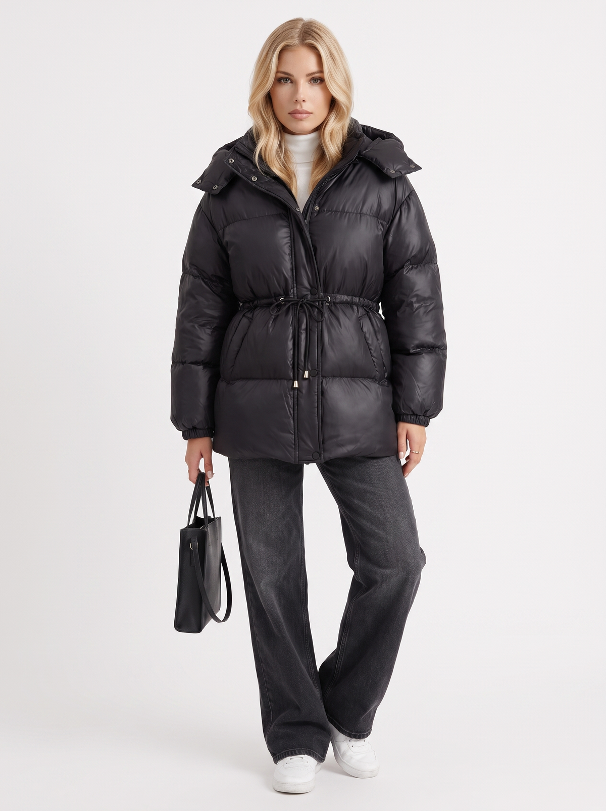 Women's Puffer Jacket with Adjustable Waist | L&S - 20 - London-stylehouse.com