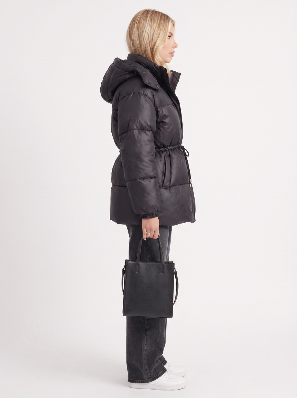 Women's Puffer Jacket with Adjustable Waist | L&S - 22 - London-stylehouse.com