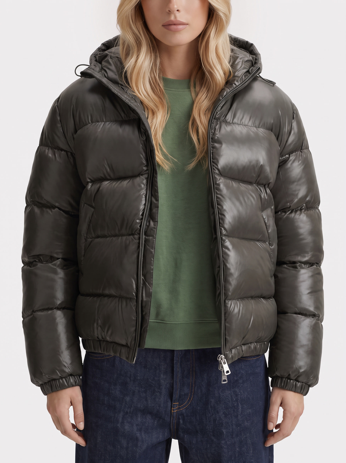Jacket Women's Cropped Puffer with Hood + Warm Padded Design | L&S - 6 - London-stylehouse.com