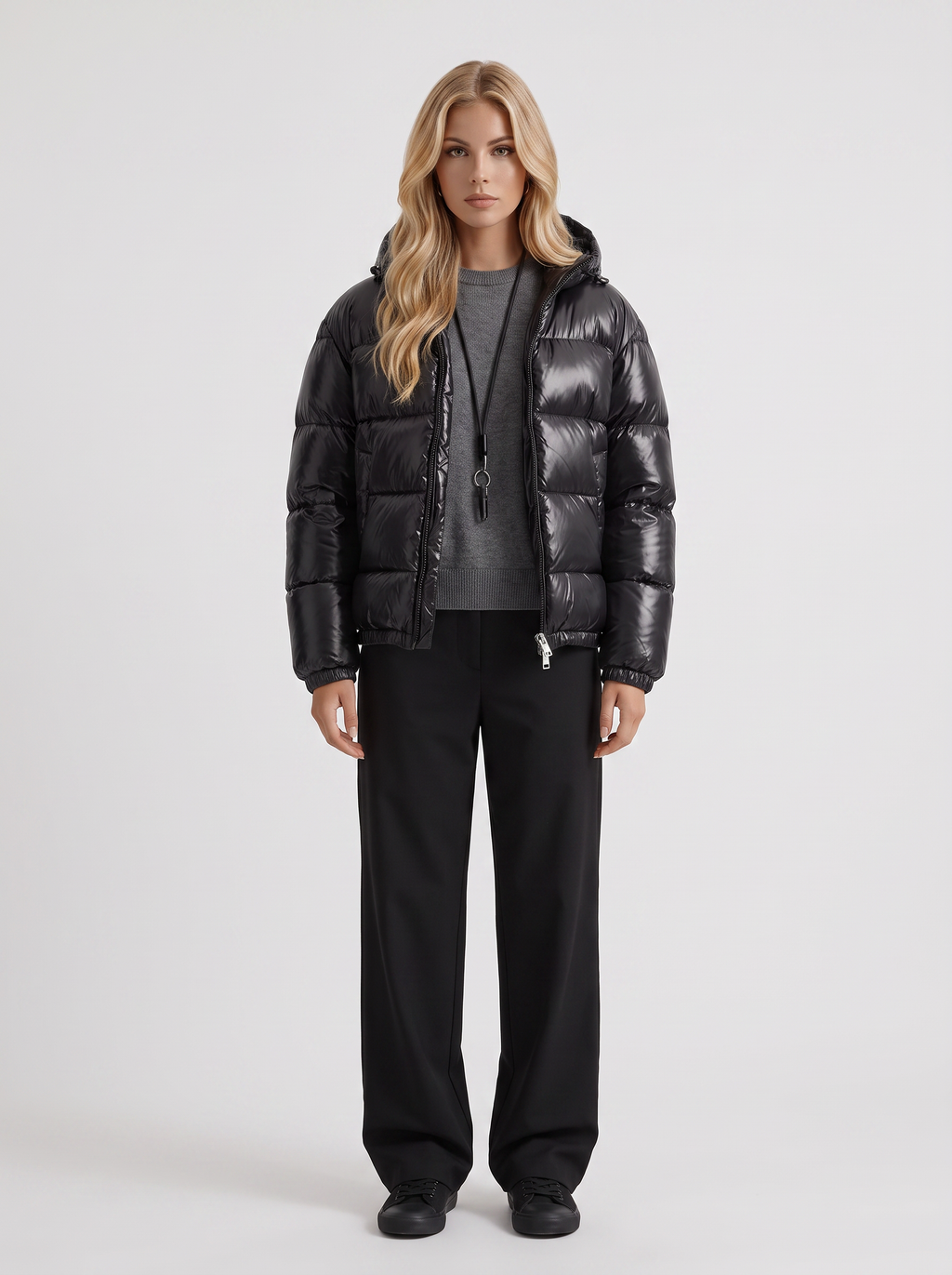 Jacket Women's Cropped Puffer with Hood + Warm Padded Design | L&S - 7 - London-stylehouse.com