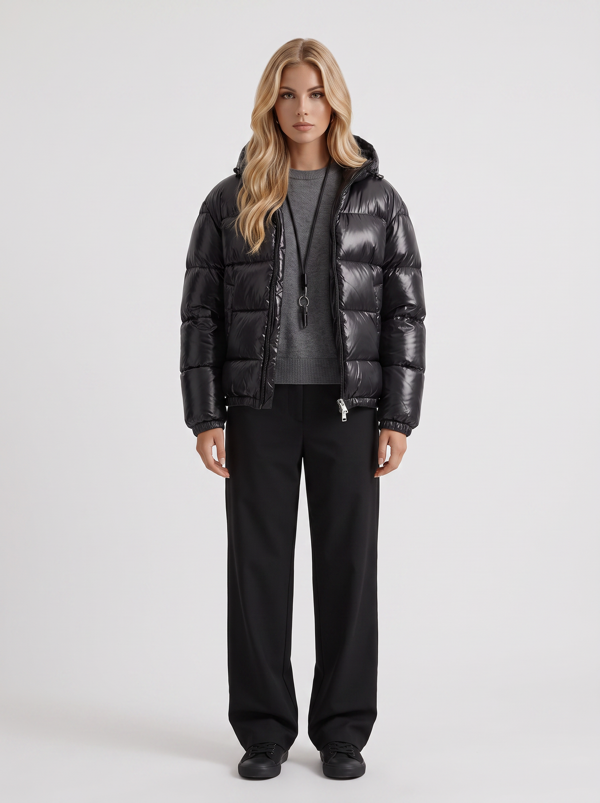 Jacket Women's Cropped Puffer with Hood + Warm Padded Design | L&S - 7 - London-stylehouse.com