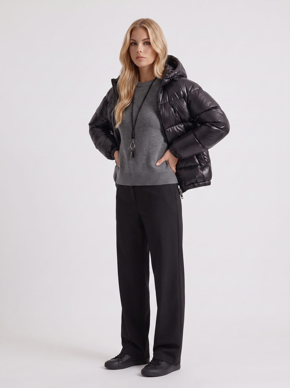 Jacket Women's Cropped Puffer with Hood + Warm Padded Design | L&S - 9 - London-stylehouse.com