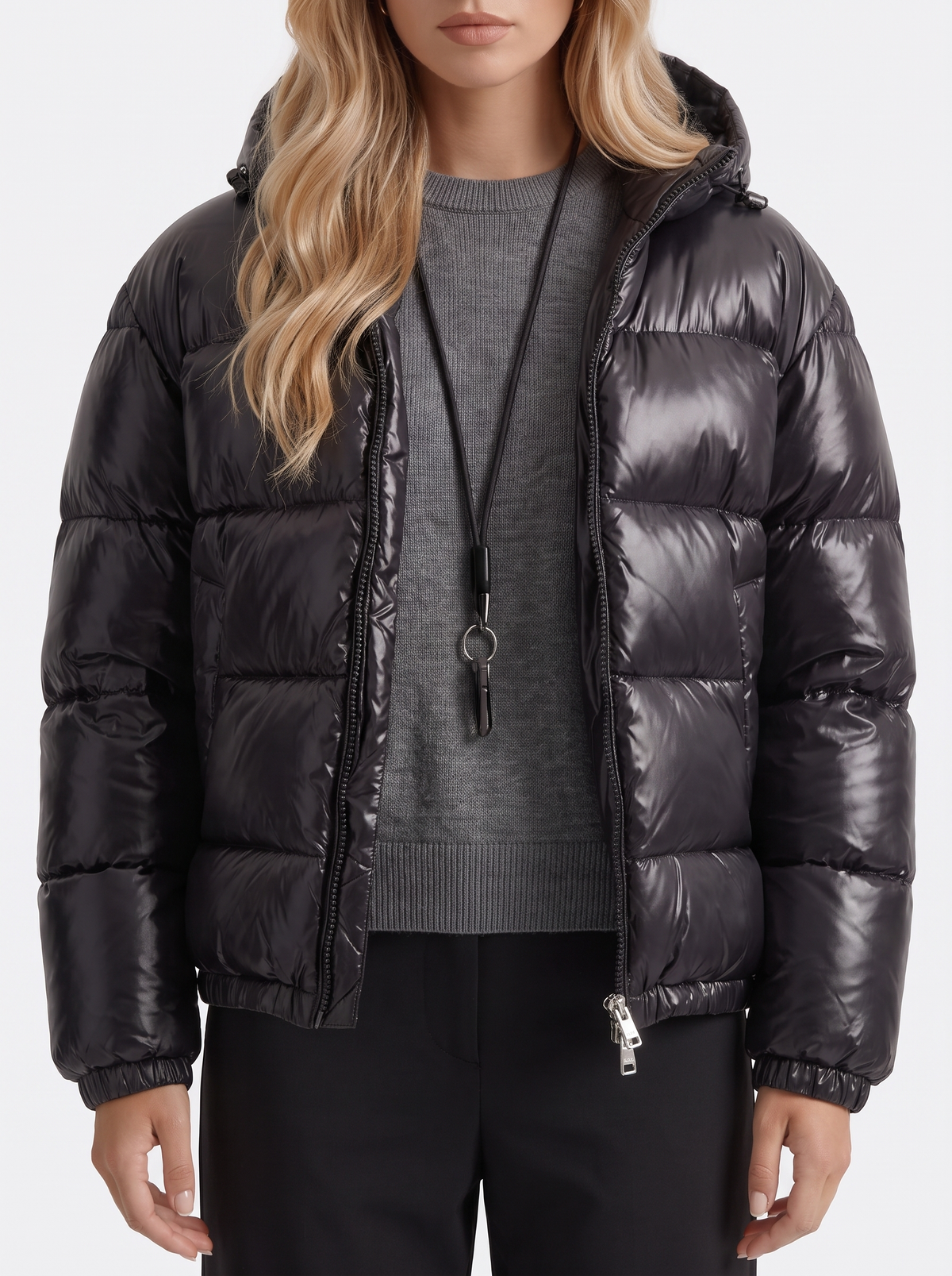 Jacket Women's Cropped Puffer with Hood + Warm Padded Design | L&S - 12 - London-stylehouse.com